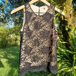 Lavender Brown black lace tank top Size XS